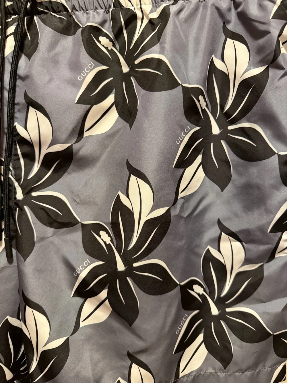 New Gucci Logo Floral Swim Shorts Gray Black Size 58 / US XXL 40 - 44 Waist